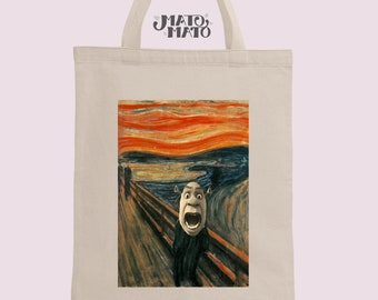 Shrek The Scream Meme Tote Bag, The Scream painting mashup, Altered Art Print, Fan Art, Unique Shrek Gift, PREMIUM QUALITY Tote, Famous Art