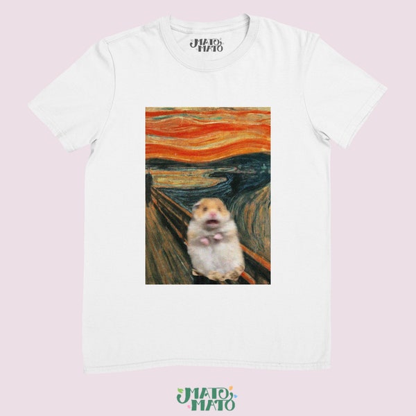 Scared Hamster Meme Shirt, Funny Tshirt, The Scream Parody Edward Munch, Cool Unique Gifts, Sad Hamster Meme