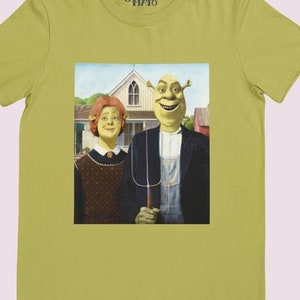 Shrek T-shirt, Meme, Funny, Shrek Parody, Direct To Film Print, Unisex, Great gift idea, Shrek and Fiona American Gothic Art, Unique Gift