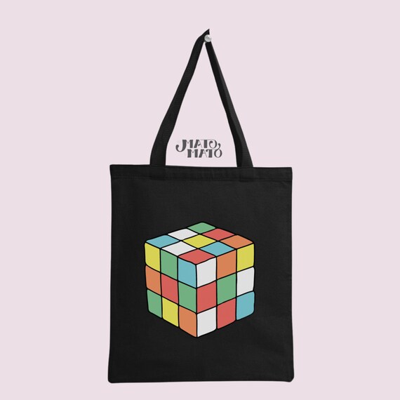 Rubik s Cube Print Tote Organic Tote Bag Reusable Bag Long Handles Cotton Book Bag Gift Bag Eco Bag Unique Gift Premium Cotton Etsy Ireland