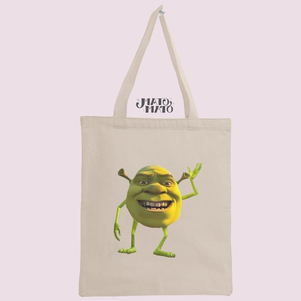 Shrek Tote Bag, Sturdy bag with long handles, Reusable shopper or cool gift idea, Shrek Gifts, Shrek Meme, Unique Gift Premium Cotton