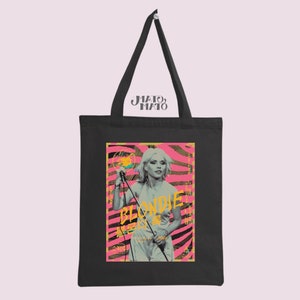 Blondie Vintage Tote Bag, Band Poster Print, Debbie Harry Music Concert Shopper, Punk Rock Gifts, Unique Canvas Bag for Blondie Fans