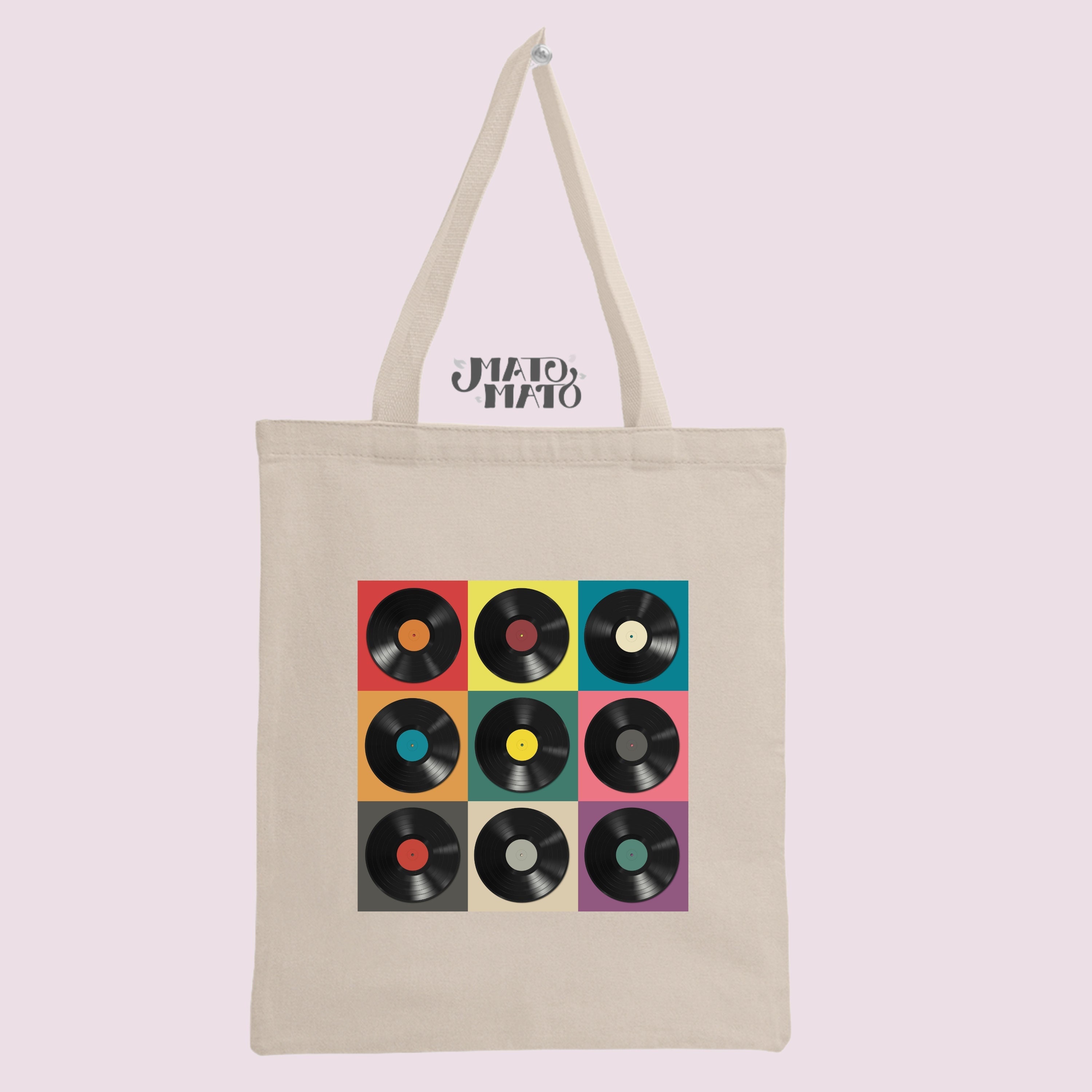 Retro Vinyl Records Pop Art Tote Bag Organic and Fair Trade 
