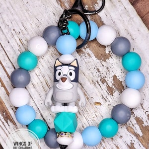 Puppy muffin wristlet,character keychain,handmade jewelry, cartoon puppy, women's accessories, 3d beads, appreciation gift, back to school