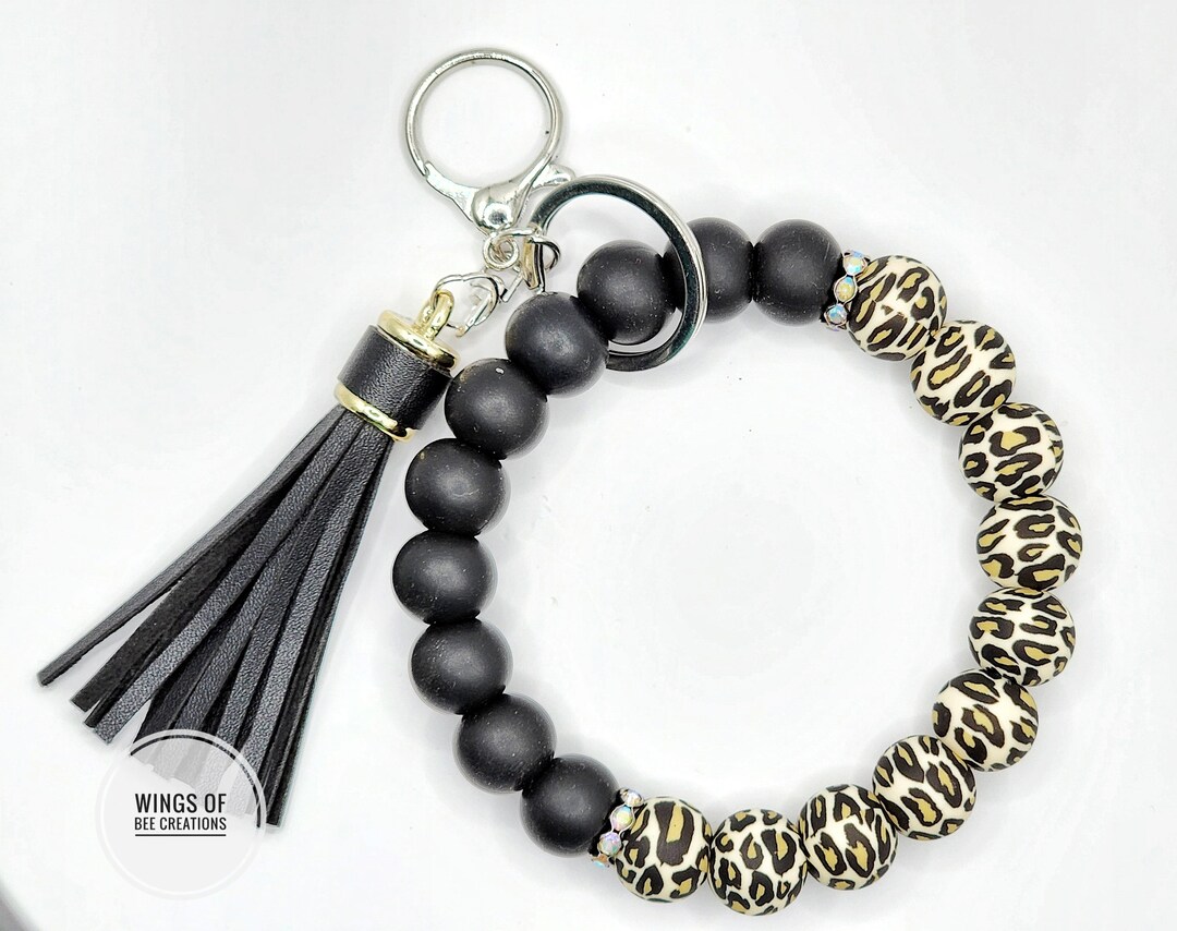 Cheetah Print Wristlet, Jungle Keychain,handmade Jewelry, Spotted Decor ...