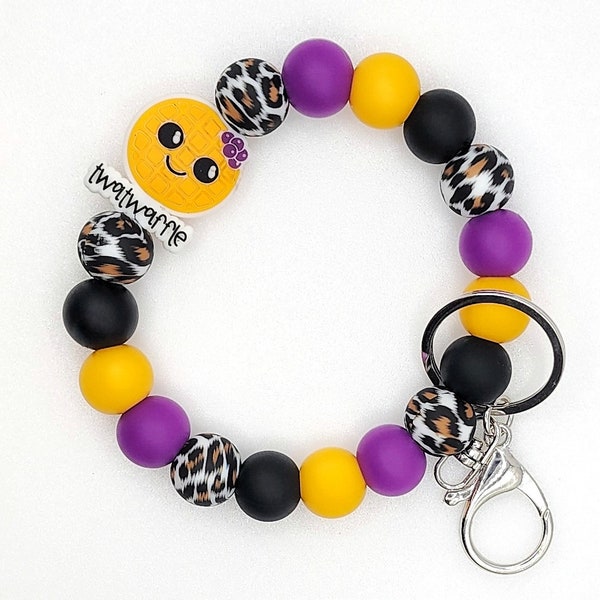 Twatwaffle wristlet Keychain, purple power, leopard print, girlfriend gift, women's fashion accessories, humor gifts, wallet key holder