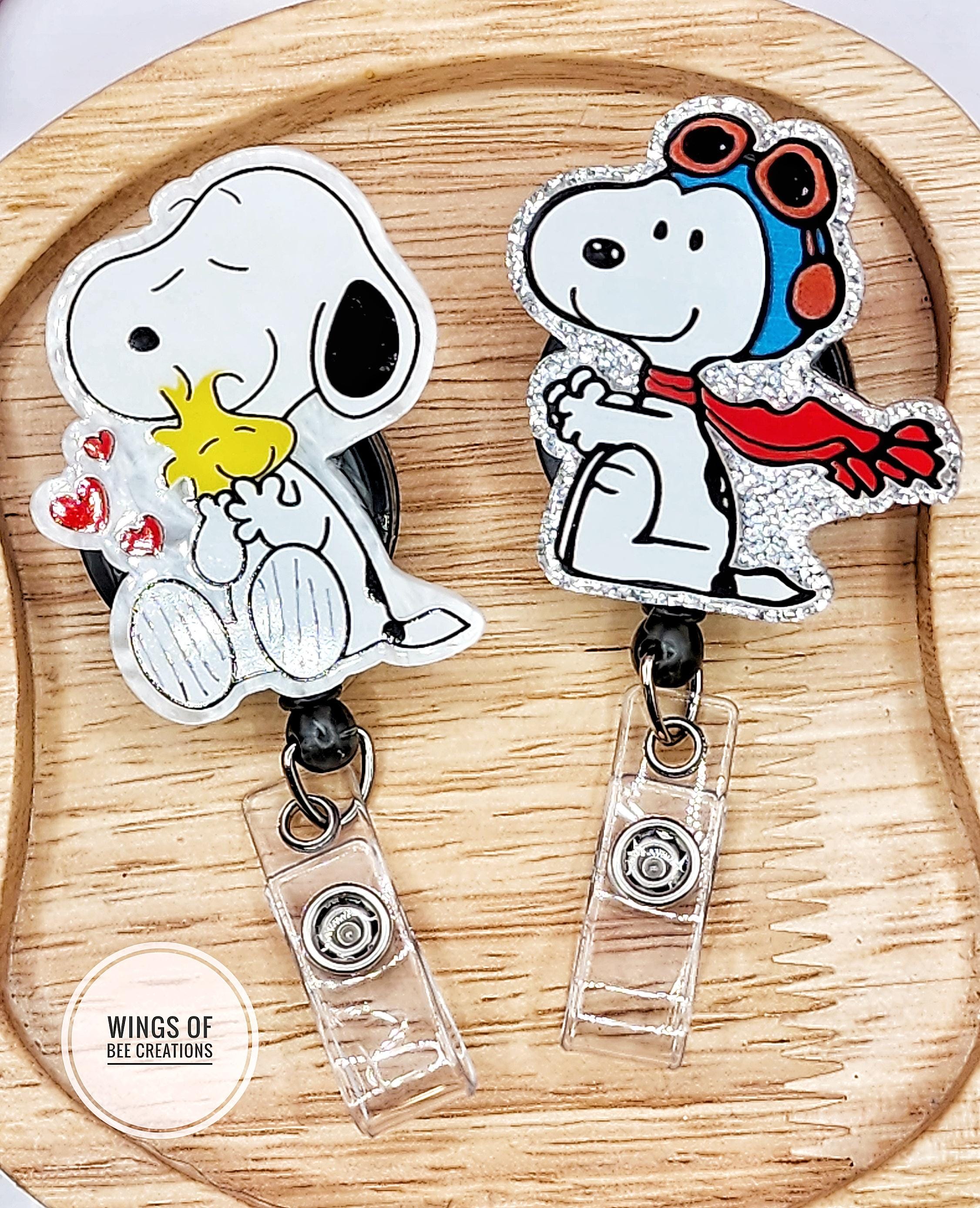 Snoop peanut dog badge reel,Trendy ID name tag holder, adorable teacher gift,provider badge buddy, RN tag clip,EMT retractable reel