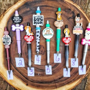Dog mom pens, fundraising for cause, office supplies, dog lovers, pup decor, fancy writing tool, black ink, beaded pen, custom variety