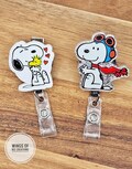 Snoop peanut dog badge reel,Trendy ID name tag holder, adorable teacher gift,provider badge buddy, RN tag clip,EMT retractable reel