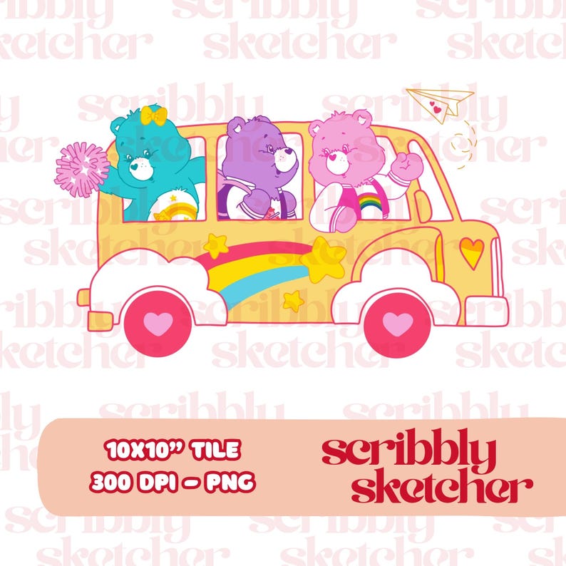 Bear Riding Bus Care School Bus | PNG Digital Image ONLY | Sublimation | Uv Dtf | Cards ...