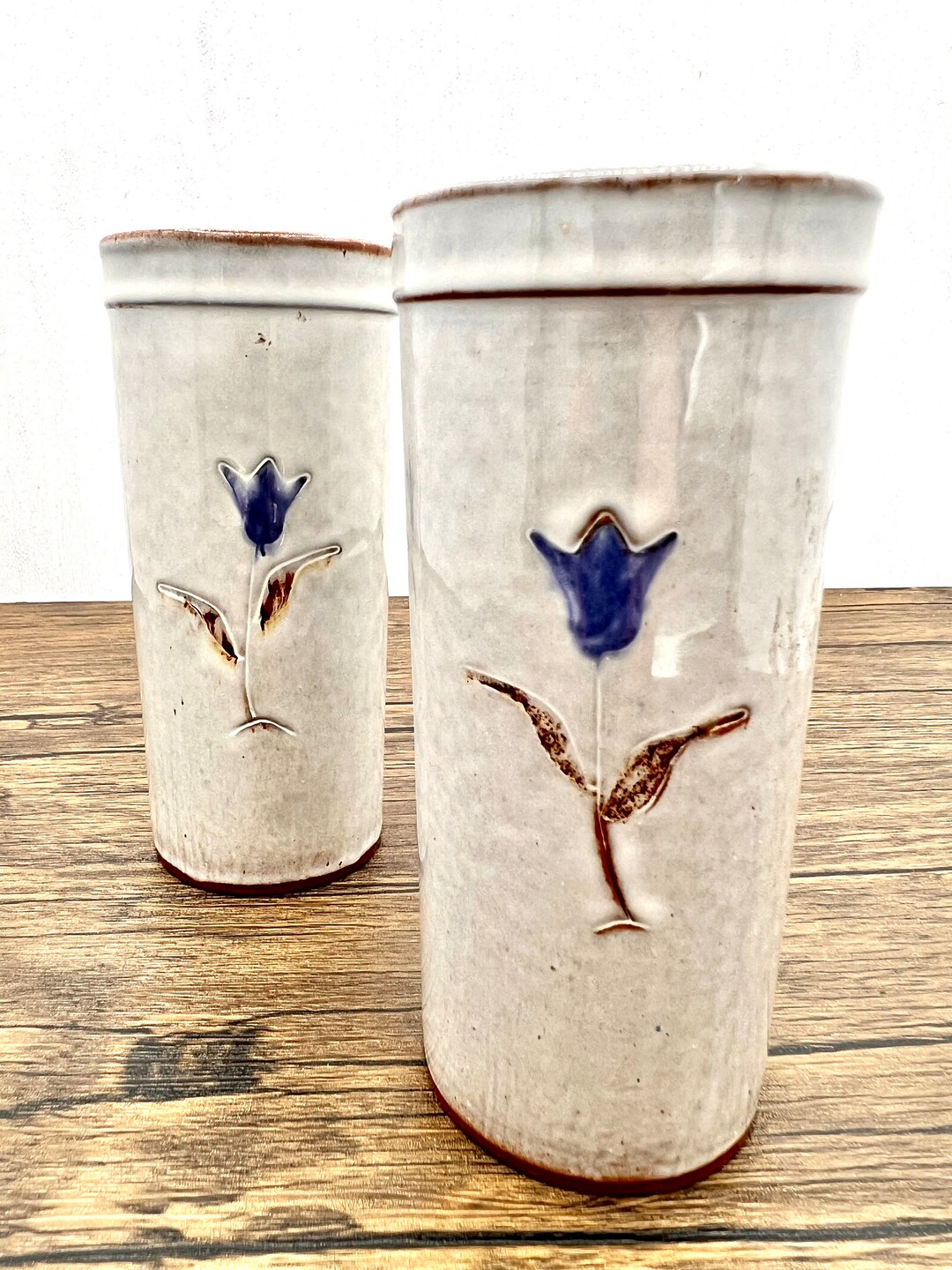 Set of Ceramic Vases With Floral Design Etsy