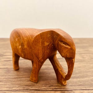 Hand Carved Wooden Elephant Figurine