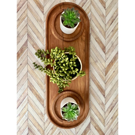 Wooden Serving Tray With Dividers Breakfast Tray Etsy