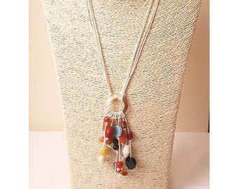 Tassel Hand Made Necklace in  Ecru Colour Very Light Length:57 cm