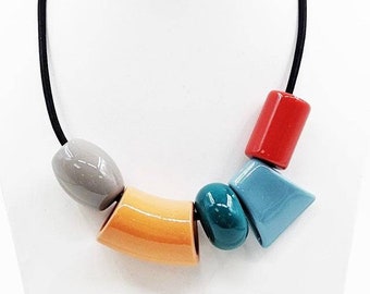 Multi Colour and Shapes Beads Statement Necklace Resin  Available Now Contemporary  Stylish Jewellery Gift for Her