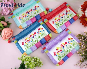Embroidery cosmetic makeup bag for purse Embroidery flower travel bag  Cosmetic organizer for bridemaid Korean pouch