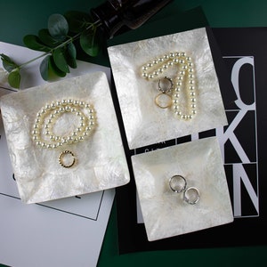 Mother of Pearl Ring Dish: Abalone Shell Jewelry Tray (Set of 3)