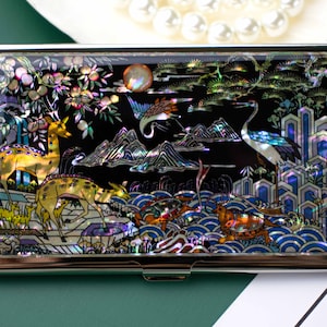 Parelmoer Visitekaartjeshouder ID-houder Metalen creditcardhouder Uniek visitekaartjeshouder Collega Kantoorcadeau