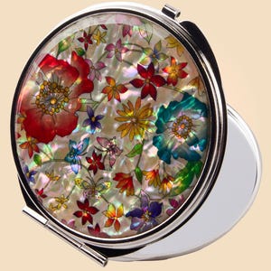 Mother of pearl compact mirror Magnifying hand held cosmetic makeup purse mirror Compact Size Useful gift Boite nacre
