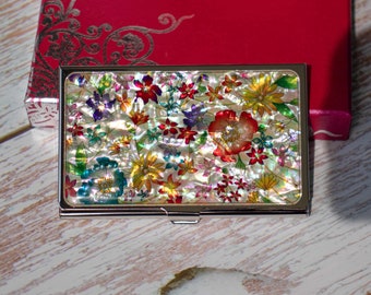 Mother of pearl Business Card case ID holder credit card wallet holder Unique business Cardholder Coworker Office gift