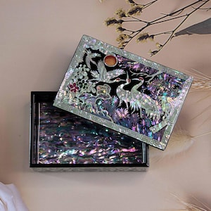 Visitkortsask av pärlemor Vintage koreansk lackinlägg kompakt fodral Korthållare Förvaring