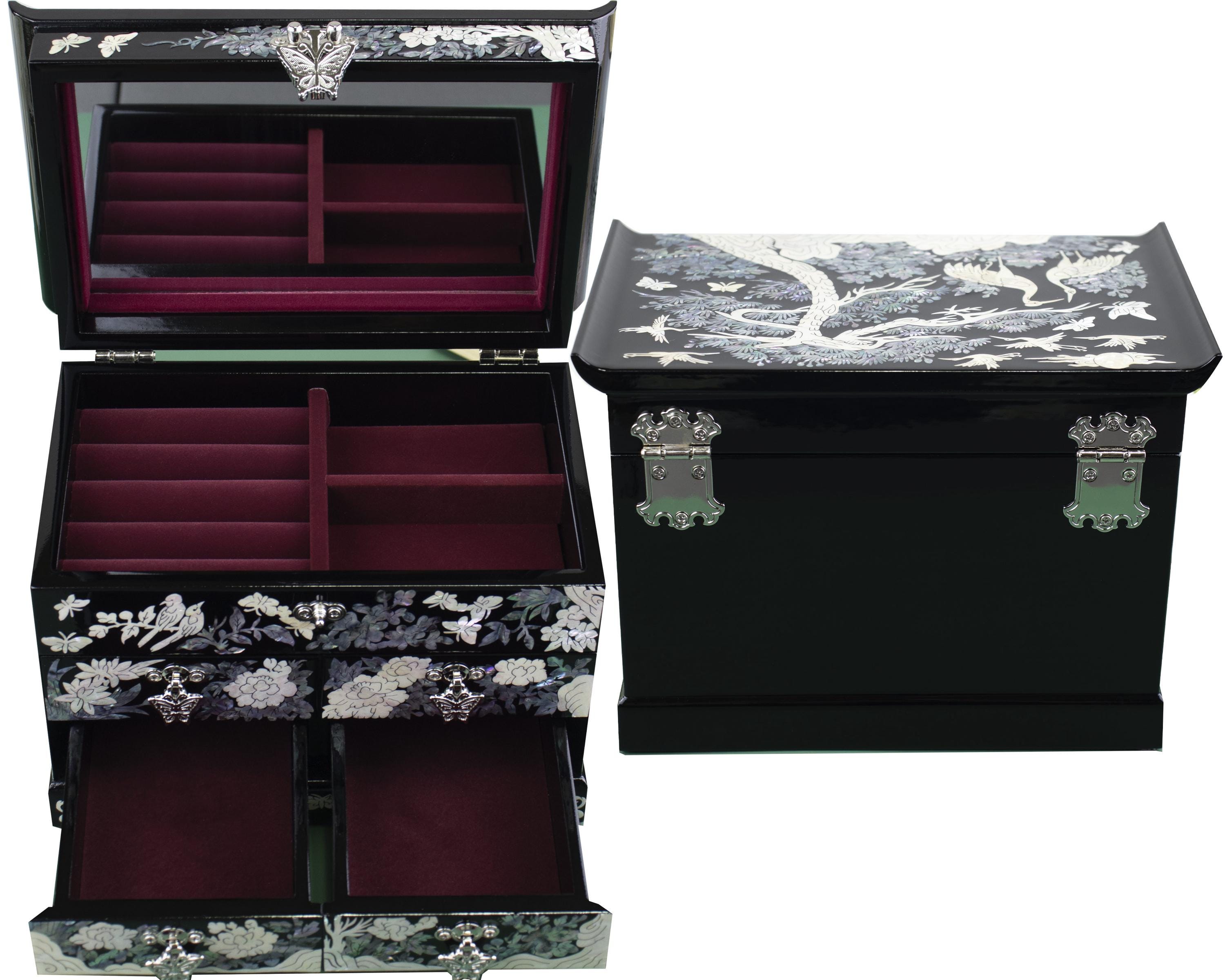 【期間限定送料無料】 Korean Pearl of Mother Jewelry Jewelry Vintage Lacquer Box 財布・ケース・小物入れ
