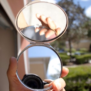 Hand held Mother of pearl women Makeup purse mirror Magnifying hand compact Pearl Pocket White Mirror Gifts From Friends image 5