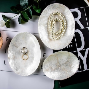 Including 3 Pieces Mother of Pearl ring Dish Shell trinket Dish Jewelry plate Trinket tray Abalone shell Home decor