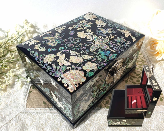 Mother of Pearl Box Butterflies Vintage 