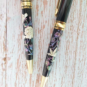 Bolígrafo recargable de madreperla, tinta azul, tinta negra, bolígrafo exótico hecho a mano con forma de flor para mujer, regalo de oficina