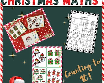 Christmas Counting To 10 Activities, Educational Printables ,Learning Print set, Home School Printables