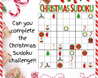 Festive Christmas Sudoku - Assorted 9x9 Puzzles, Digital Download