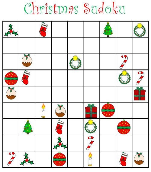 Festive Christmas Sudoku - Assorted 9x9 Puzzles, Digital Download