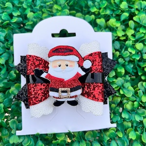 Santa Hair Bow/Christmas Hair Bow/ Girls Hair Accessories