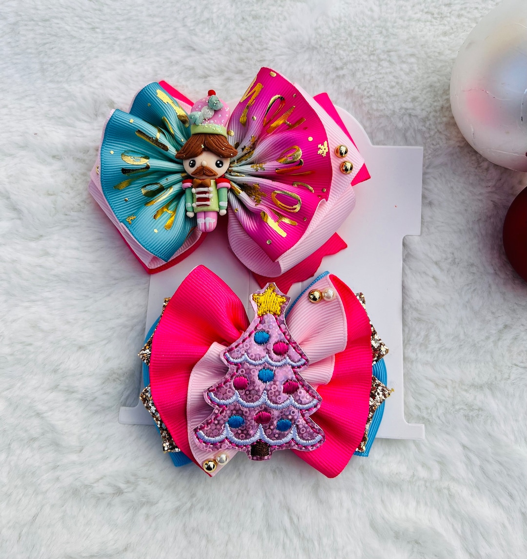 Nutcracker and Christmas Tree Hair Bow Set/ Christmas Hair Etsy