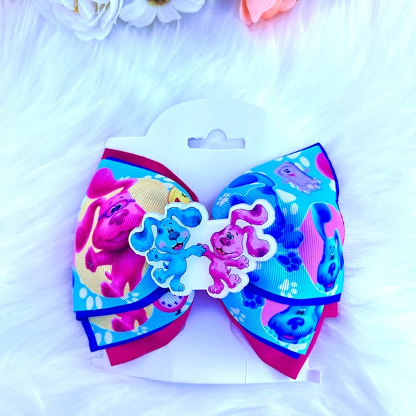 Puppy Hair Bow/Blue and Pink Dog Hair Bow/Girls Hair Accessories