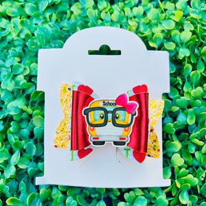 School Bus Hair Bow/ Back to School Bows