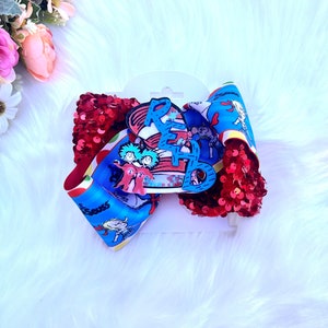 Thing one and twoHair Bow/ Cat in the Hat Boutique Hair Bow/ Dr. Seus Hair Bow/ Here Comes Trouble Bow