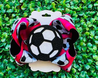 Soccer Ball Hair Bow/ Boutique Hair Bow