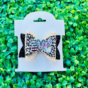Peace Love Animal Print Bow/ Back to School Bows
