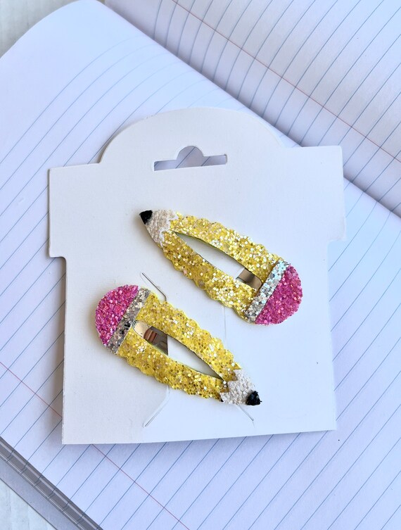 Pink and Yellow Rhinestone Pencil Hair Clips Piper K Pencil Rhinestone Hair Clips Set of 3 Yellow, Pink  main image 2
