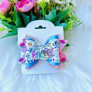 Blue Dog Hair Bow/ Watermelon Cartoon Hair Bow/ Girls and Toddlers Hair Accessories