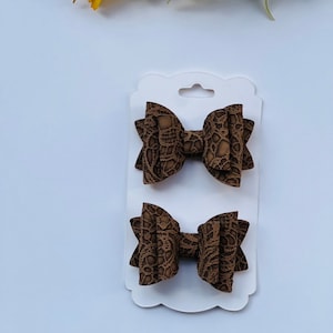 Chocolate Lace Pigtail Bow Set/ Pigtail Bows