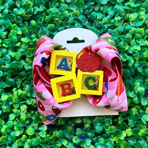 ABC School Hair Bow/ Back to School Hair Bow/ Girls Hair Bow