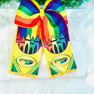 Crayons Cheer Bow/ School Hair Bow/ Girls Hair Accessories