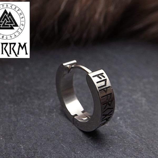 Men's earring - ethnic - mono earring - viking earring - runes - stainless steel creole - viking -