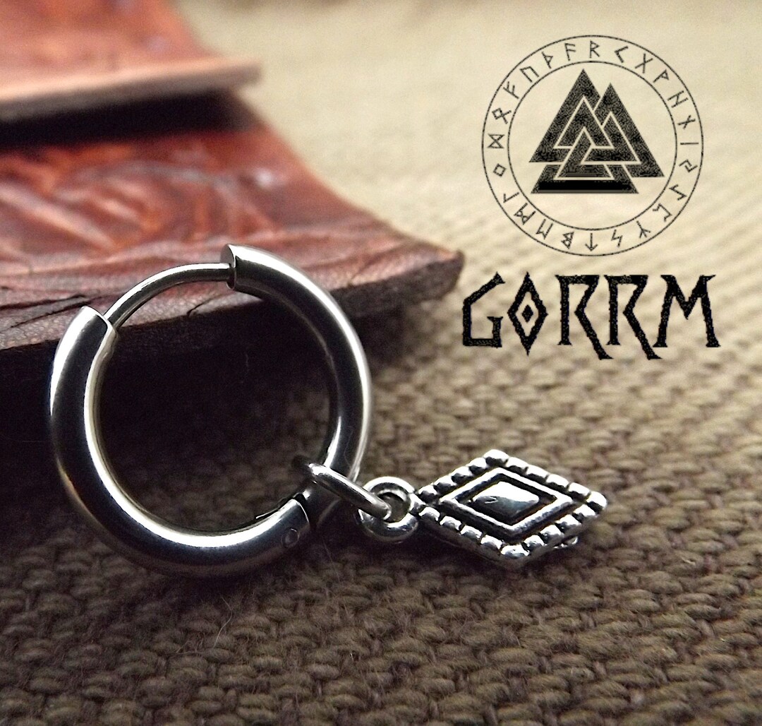 Men's Earring Ethnic Mono Earring Viking Earring Steel Creole Viking