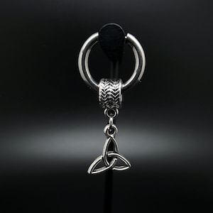 Viking hoop earring in interlaced stainless steel and metal bail