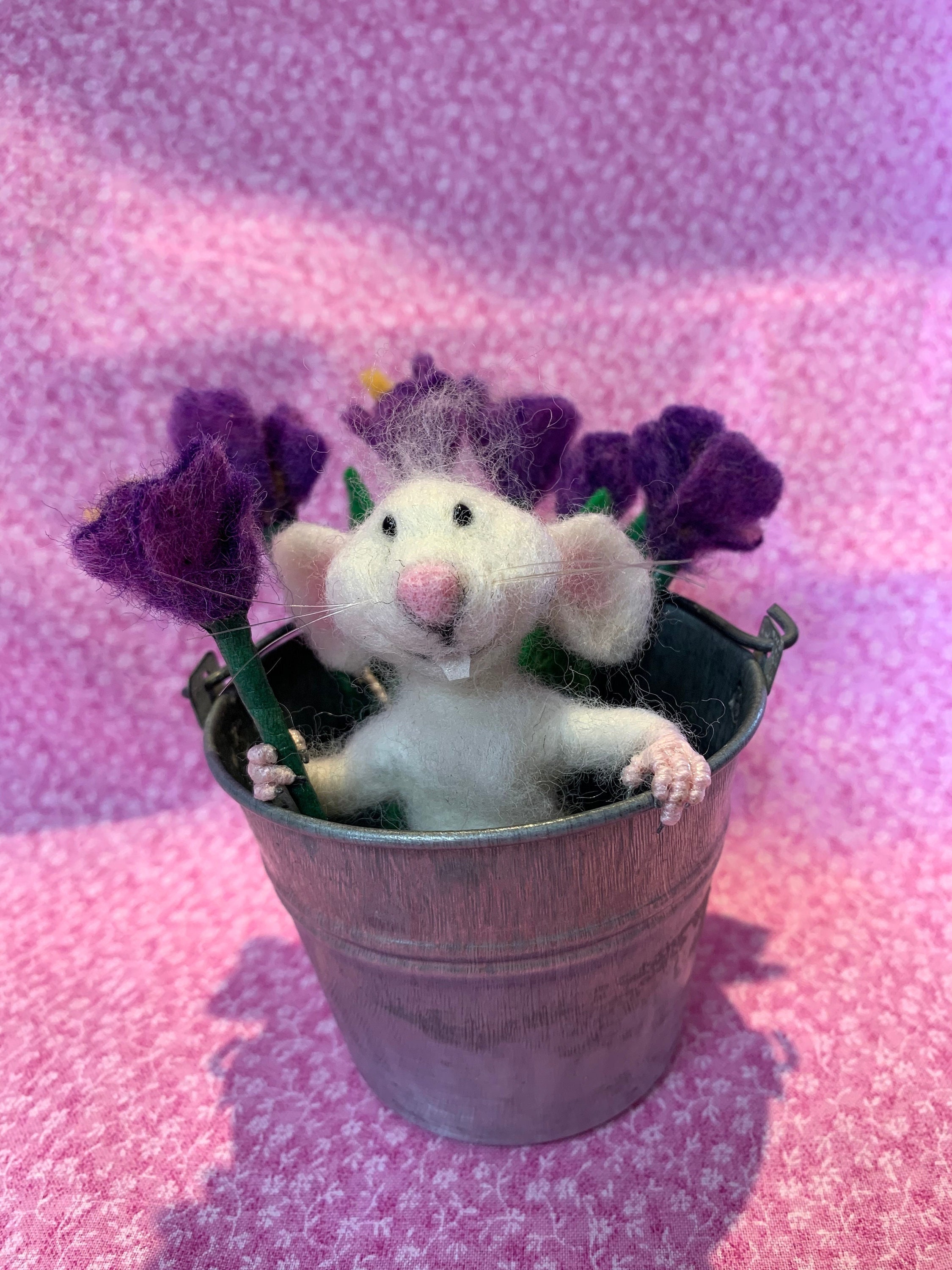 Wool Mouse Needle Felted Mouse Miniature Animal Felt Mouse White Mouse  Needle Felt Mouse Felted Mice Waldorf Animal Toy Cute Felt Mouse 