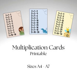 WISKUNDE | Tafels van vermenigvuldiging Flashkaarten Educatief voor kinderen Kleuterklas Thuisschool Montessori